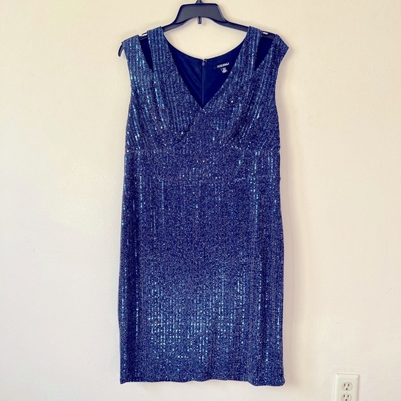 Formal sparkly blue sleeveless dress - Picture 1 of 3